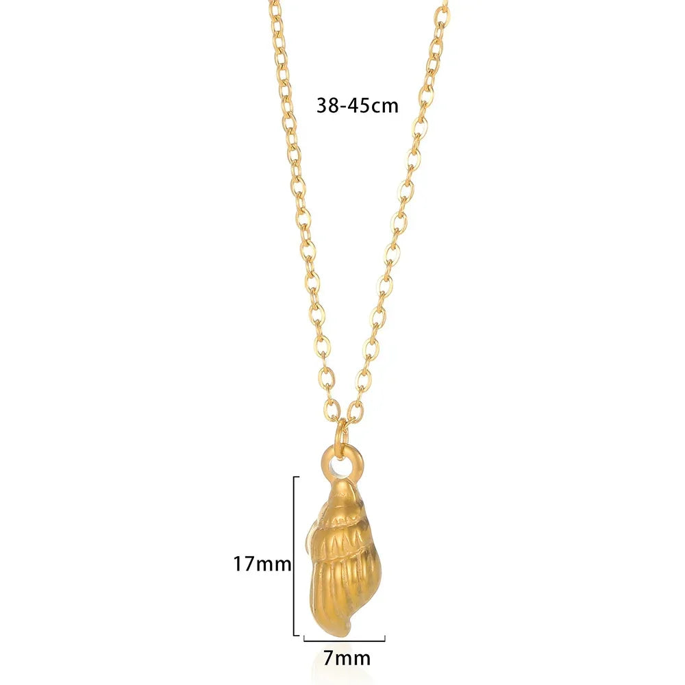 Vintage Starfish Shell Pearl Necklace For Women Gold Color Stainless Steel Pendant Shell Necklace Aesthetic  Summer Jewelry Gift