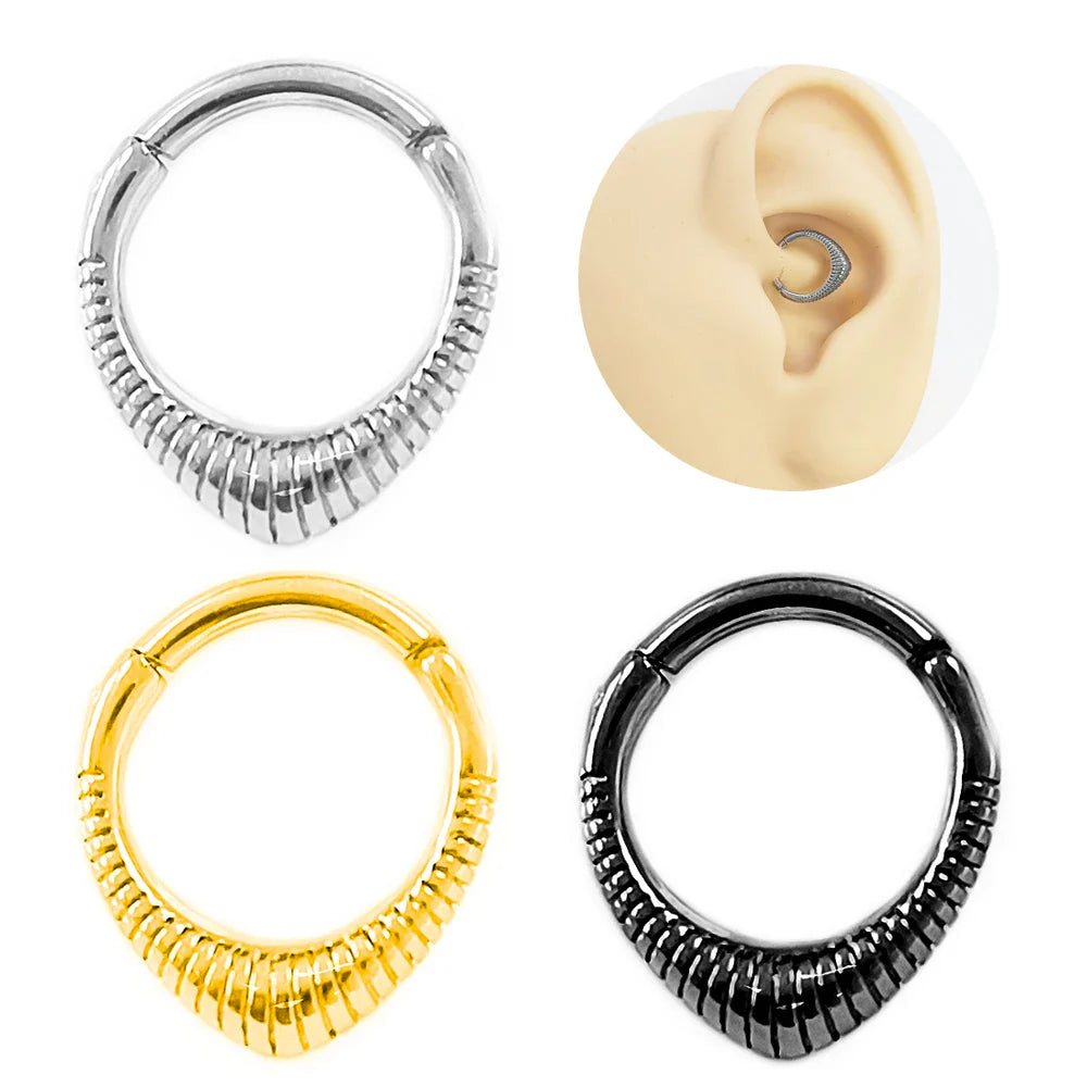 Flowers Nose Ring Septum 100% 316L Surgical Steel Zircon Clicker Daith Piercing Ear Cartilage Helix Hoop Flowers Water Drops