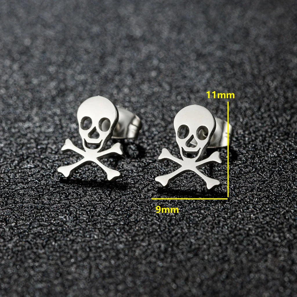 Horror Halloween Bat Spider Trendy Earrings Women 2024 Black Color Stainless Steel Ear Piercing Skull Punk Jewelry Party Gifts