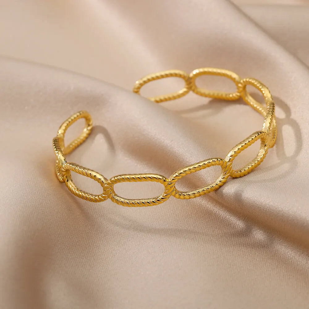 Snake Bangle Bracelet For Women Stainless Steel Opening Gold Plated Opening Bangle Animal Aesthetic Jewelry pulseras mujer