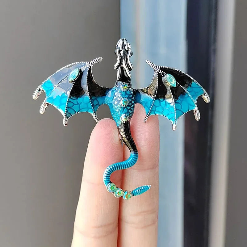 Fashion Enamel Dragon Brooches For Men Women Rhinestone Flying Dragon Clothes Suit Party Office Brooch Pins Jewelry Accessories