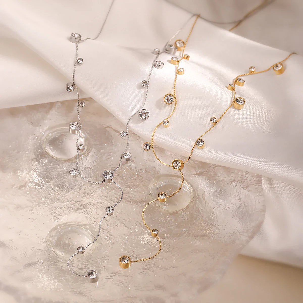 2025 New Arrival Shiny AAA CZ Zircon Silver/Gold Color Choker Necklaces For Elegant Women Stainless Steel Jewelry