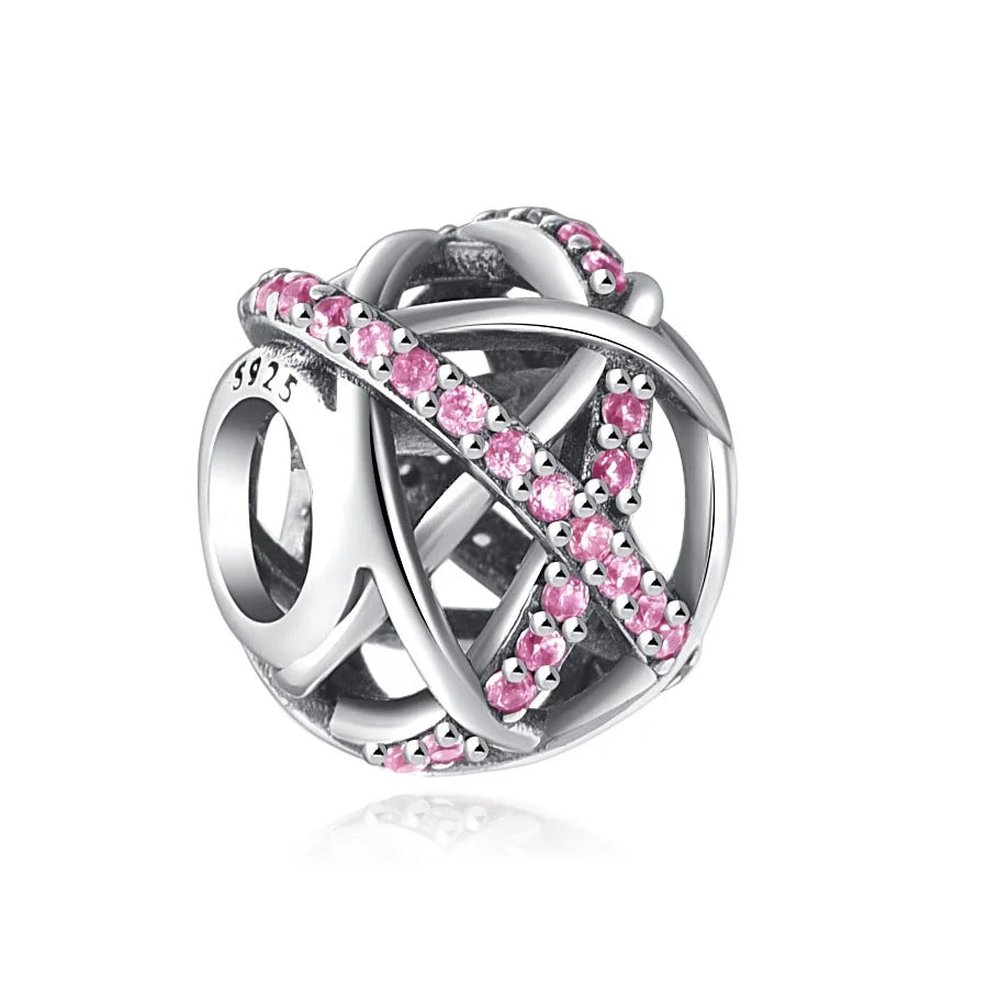 Hot selling 925 silver pink series flower dog paw heart-shaped pendant, Fit original bracelet DIY accessories, exquisite jewelry