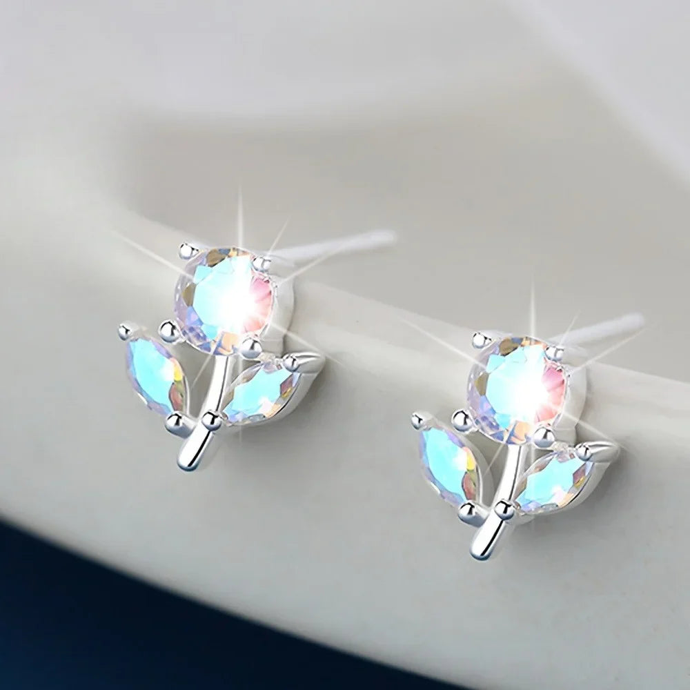 Fruit Bubble Colorful Zircon Flower Earrings Women's Fashion Personality Trendy Luxury Forest Earrings Versatile Ins