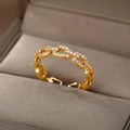 Colorful Zircon Round Stone Rings For Women Stainless Steel Gold Color Finger Ring  Wedding Aesthetic Jewelry Gift bijoux femme
