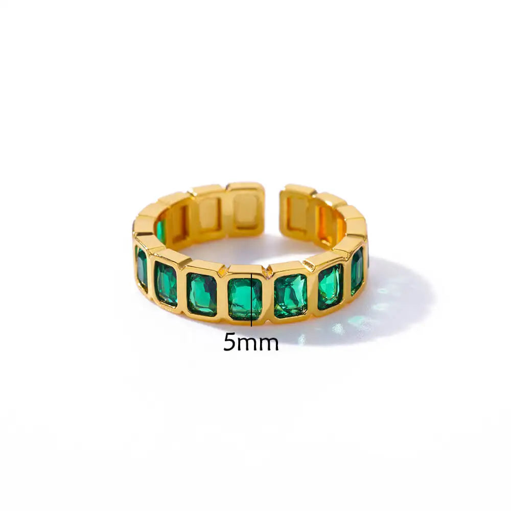Colored Zircon Rings for Women Gold Color Stainless Steel Adjustable Ring 2024 Trend Wedding Engagement Jewelry anillos mujer