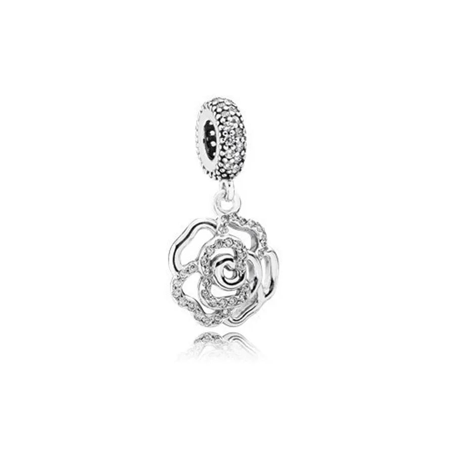 Hot selling 925 silver pink series flower dog paw heart-shaped pendant, Fit original bracelet DIY accessories, exquisite jewelry