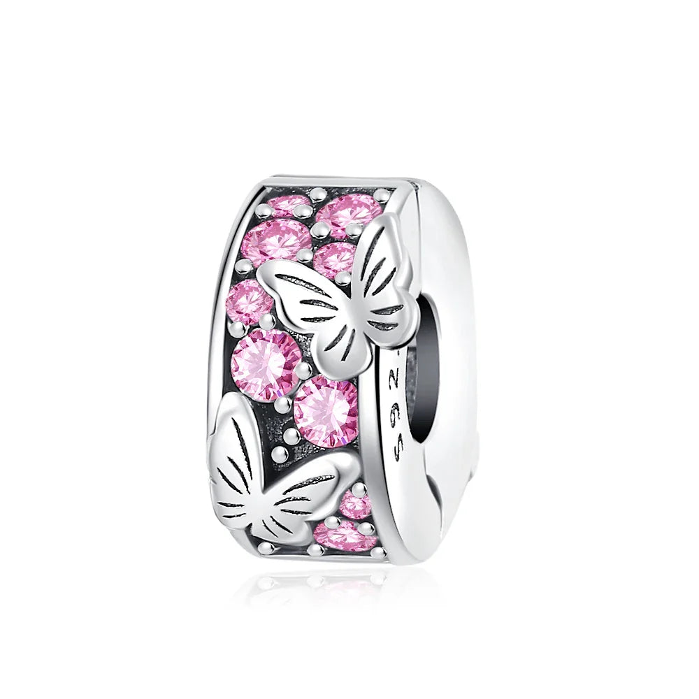 2026 Spring Pink Series Ballon Butterfly Flower Pendant Fit S925 European 925 Sterling Silver Bracelet Bangles Necklace
