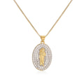 NEWBUY 2025 New Trendy Silver/Gold Mix Color Shiny AAA CZ Inlay Virgin Mary & Priest Pendant Necklaces