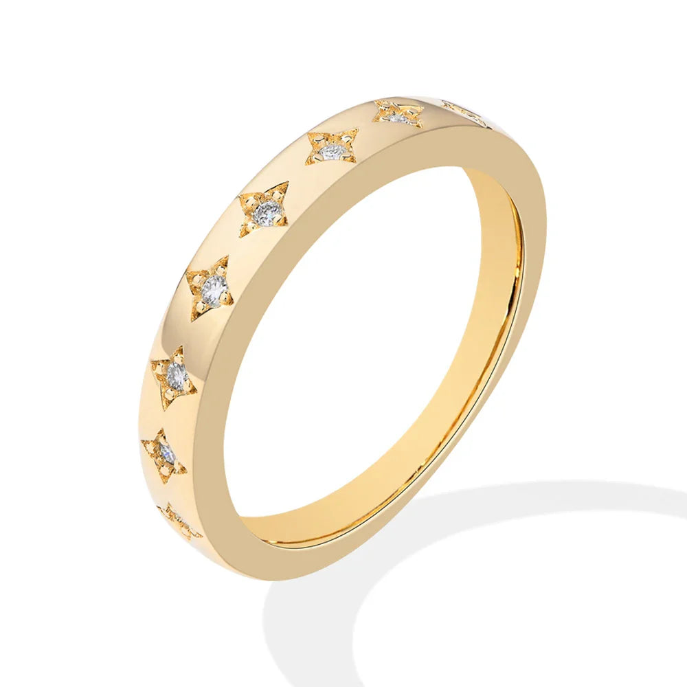 MINTYBOX Stars S925 Silver Moissanite Wedding Band Rings for Women Lab Diamond Engagement Ring 18K Plated Fine Jewelry