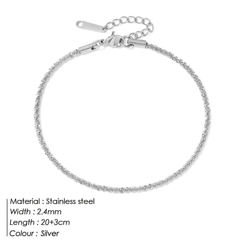 SUNIBI Stainless Steel Snake Chain Anklet for Women Summer Beach Gold Color Anklets Fashion Jewelry Dropshipping Wholesale