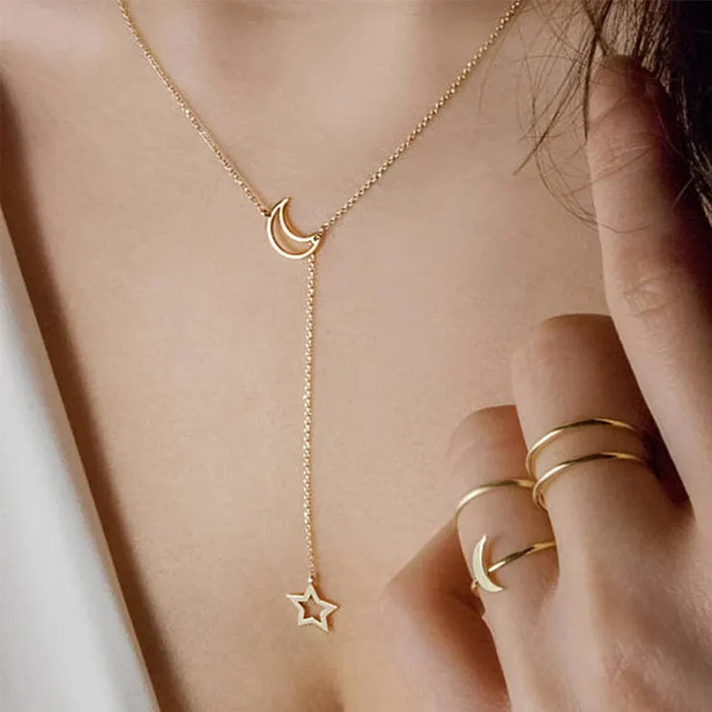 Christmas Gift 925 Sterling Silver Cute Shiny Star Choker Drop Charm Necklaces Charming Woman Wedding Party Birthday Jewelry