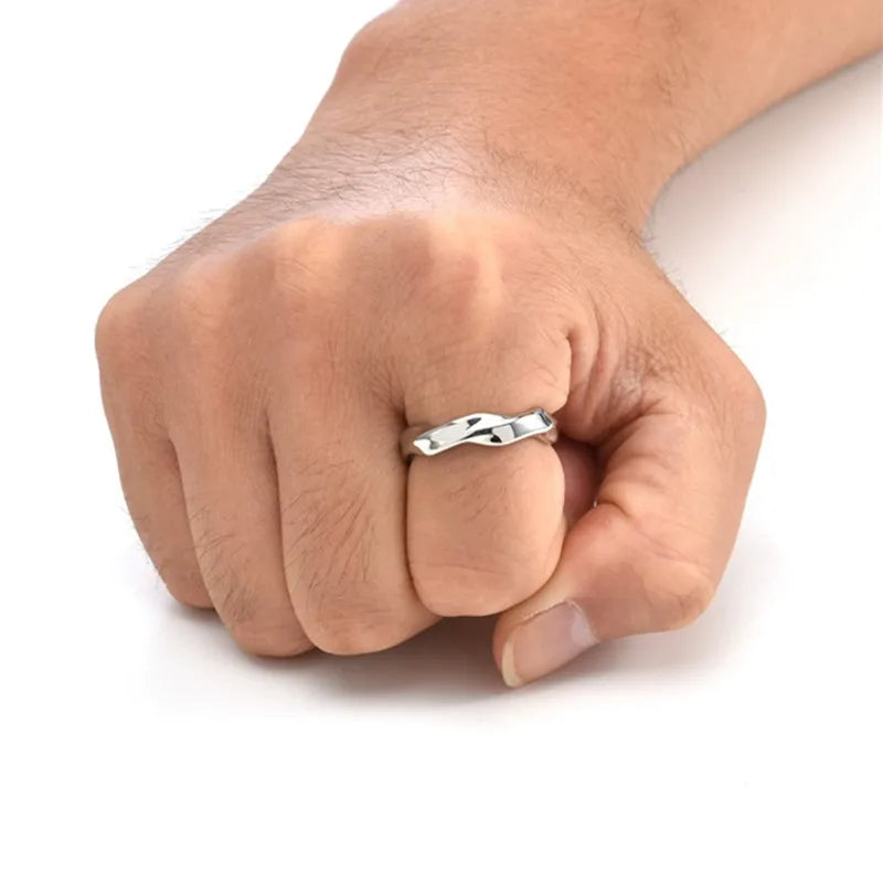 Stainless Steel Twisted Mobius Ring Wedding Band for Women Men Size 6-12
