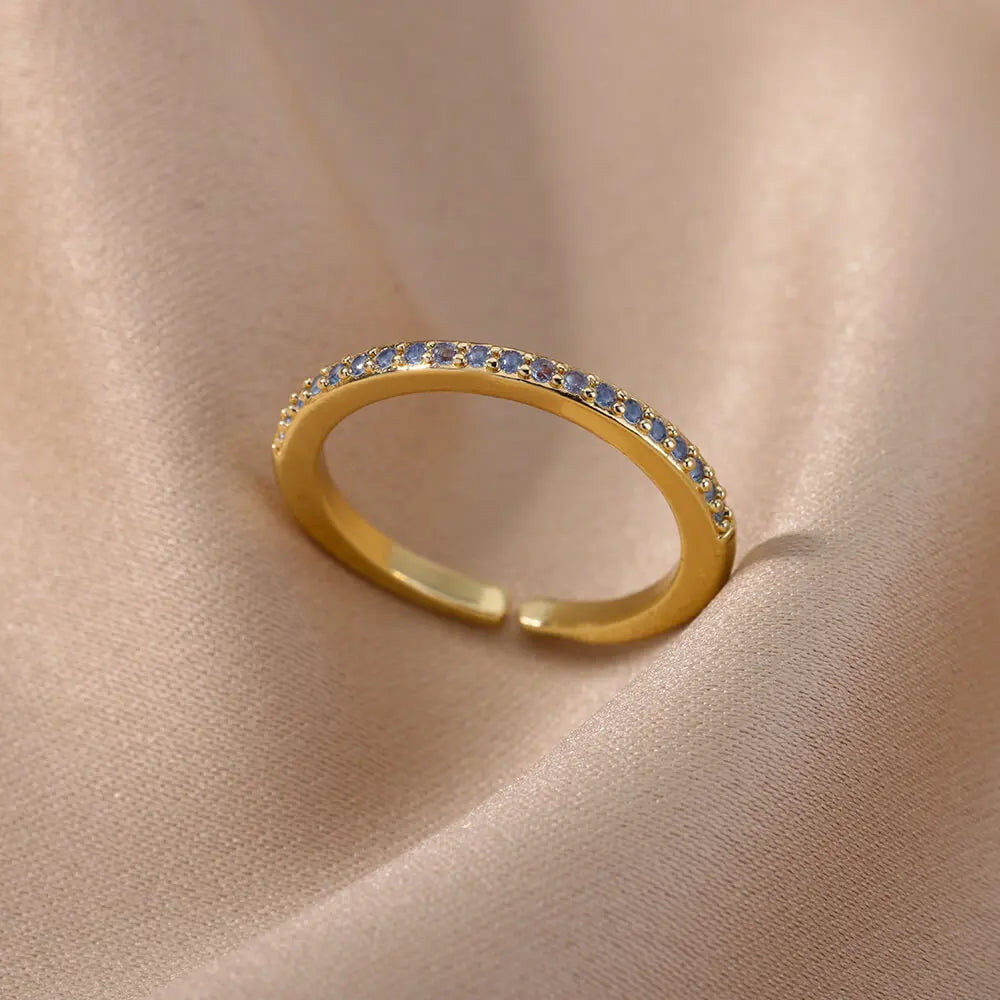 Colorful Zircon Rings For Women Gold Color Stainless Steel Fashion Cubic Zirconia Ring 2023 Trend Aesthetic Wedding Jewelry Gift