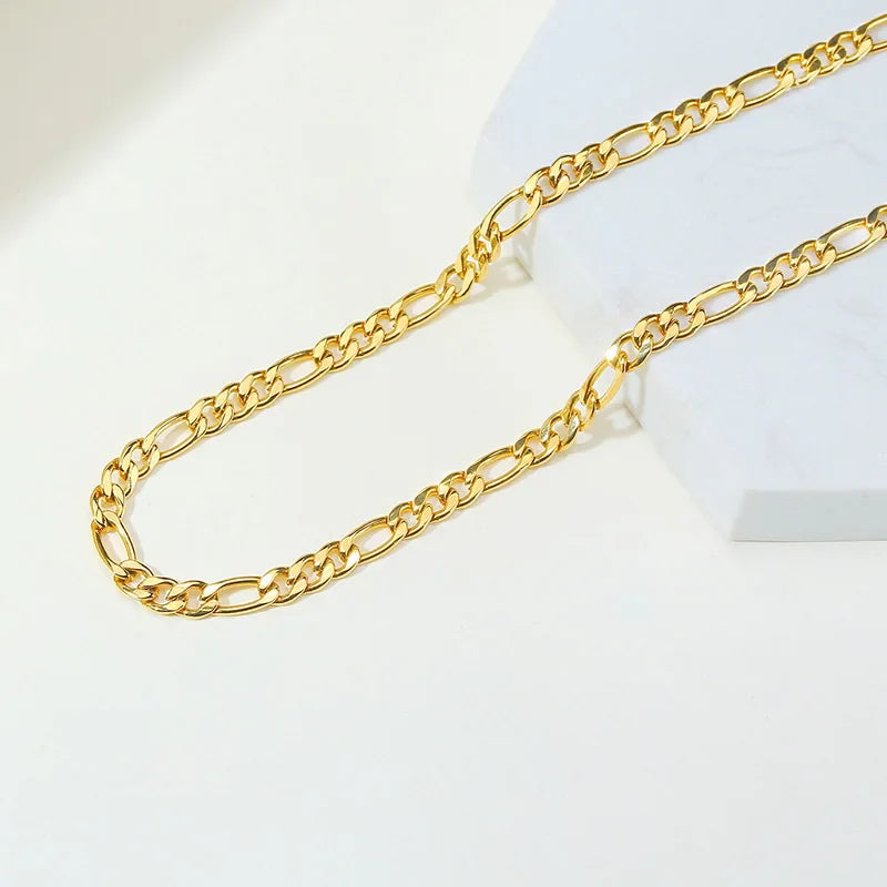 Figaro Chain Necklace Stainless Steel Link Gold Color Choker Necklace Layered Women Girls 14"  18" 20" 24"