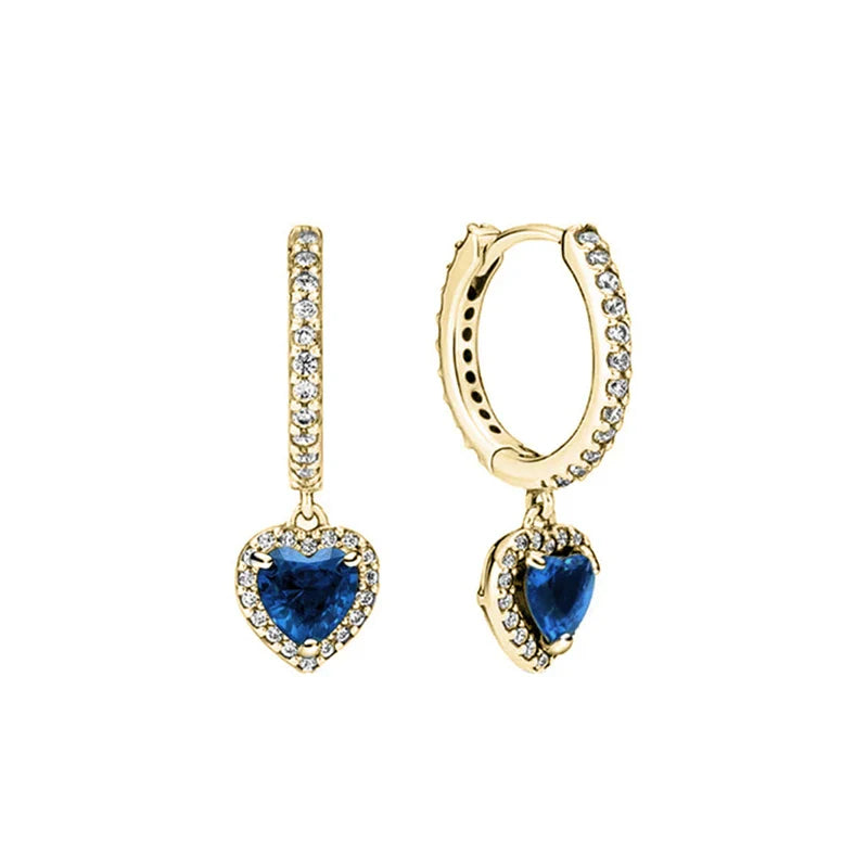 New S925 Silver Heart Stone Stud Earrings Suitable for Valentine's Day, Mother's Day, Anniversary Gift DIY Charm Jewelry