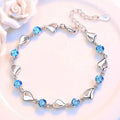 URBABY 925 Sterling Silver Bracelet Jewelry High Quality Retro Heart Wedding Shaped Cubic Zirconia Length 17CM+4CM