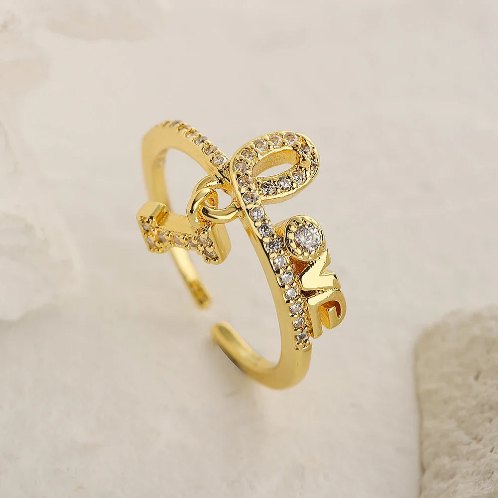 NEWBUY Unique Design Heart Lock Love Open Rings For Women Girl Gold Color High Quality Engagement Jewelry Femme Bijoux