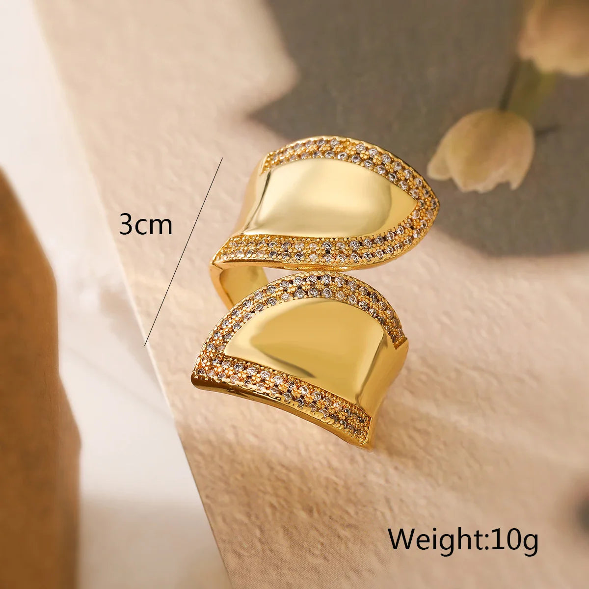 NEWBUY Luxury AAA Cubic Zirconia Pave Setting Copper Jewelry Trendy Gold Color Wedding Rings For Women
