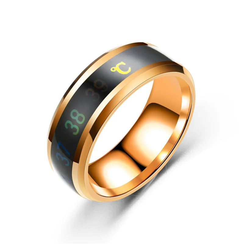 Temperature Couple Ring Titanium Steel Mood Emotion Feeling Intelligent Sensitive Rings for Women Men Fashion Waterproof Jewelry
