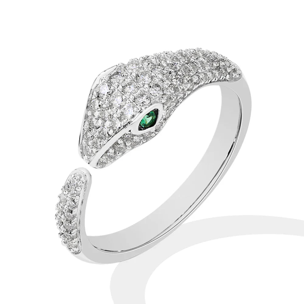 MINTYBOX Snake S925 Silver Moissanite Rings for Women D/VVS1 Lab Diamond Adjustable Ring 18K Gold Plated Luxury Fine Jewelry