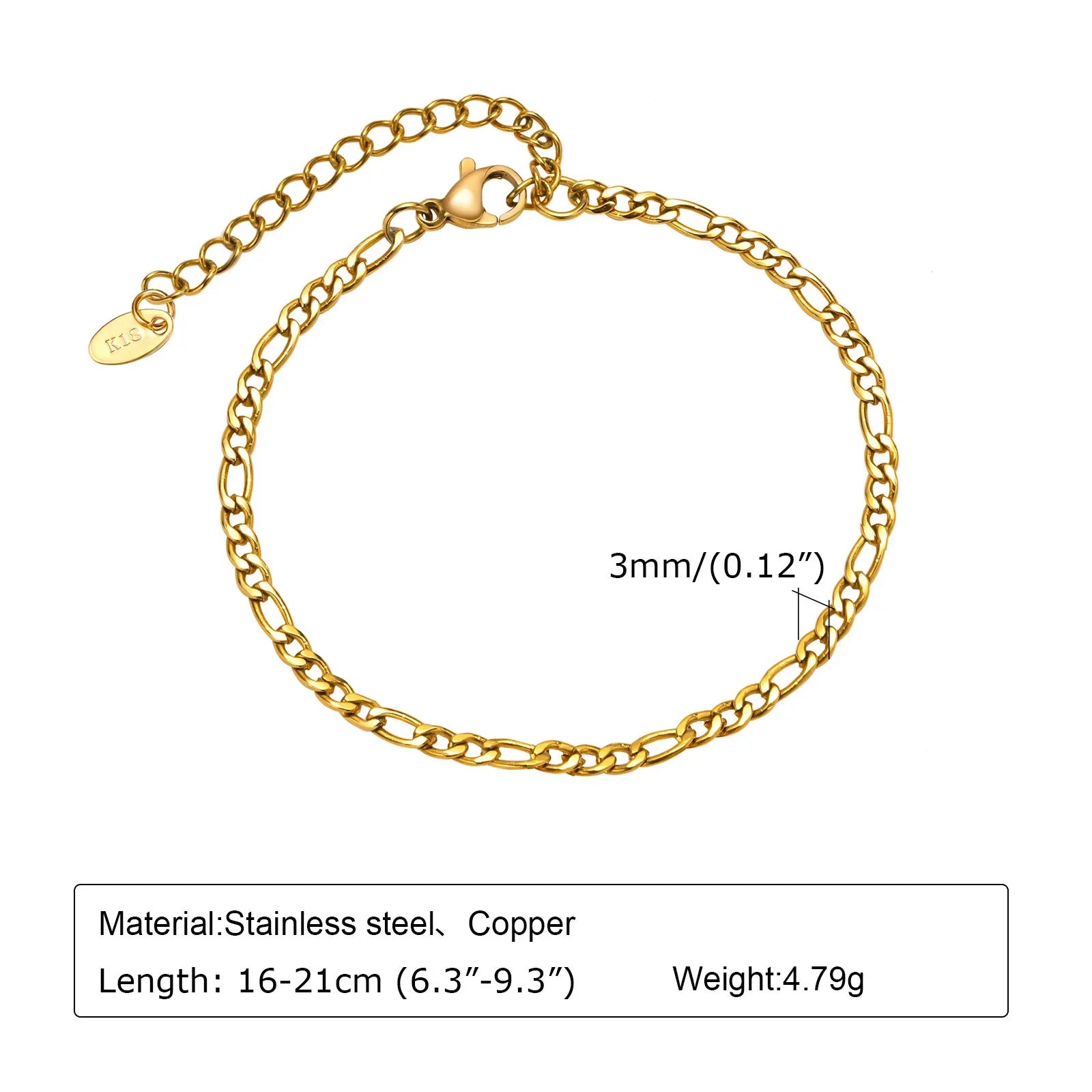 Waterproof Stainless Steel Chain Bracelets For Women , Gold Plated Fashion Stackable Link Bracelet Gifts