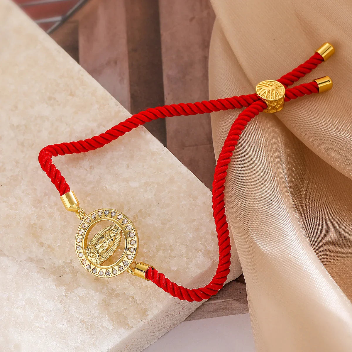 NEWBUY 2026 Fashion Gold Color Box Chain Virgin Mary Charm Bracelets For Women Shiny CZ Zircon Jewelry