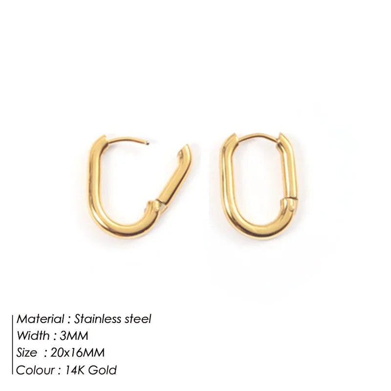 Stainless Steel Prevent Allergy Stud Earrings France Fashion Vintage Handmade U-Shape Circle Bride Jewelry Gifts