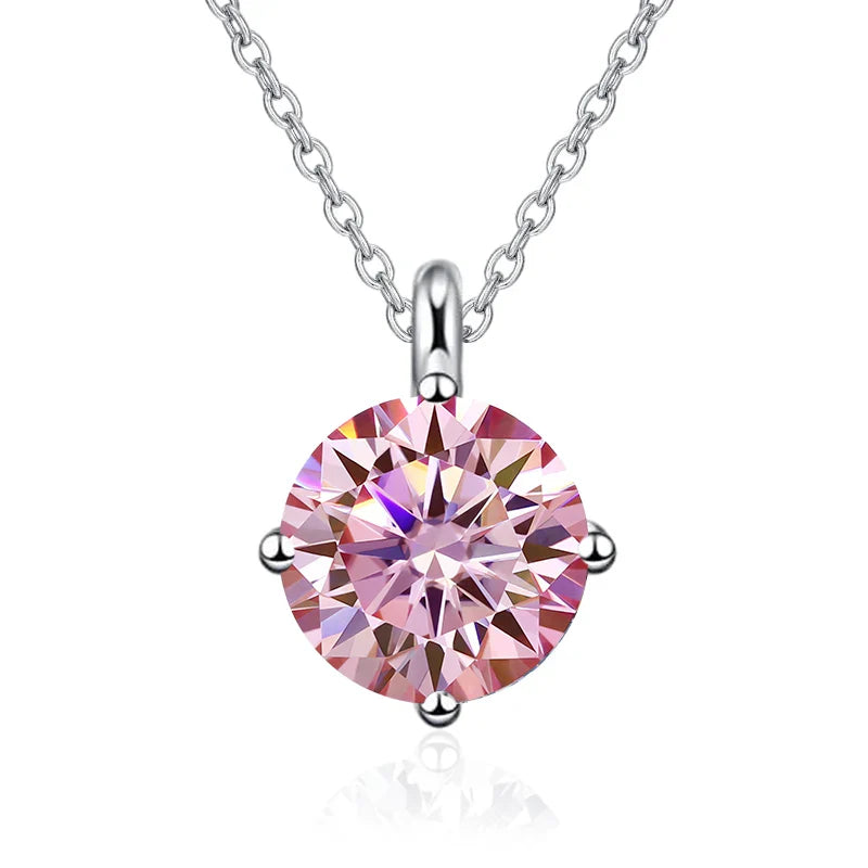 NeeTim 1CT 2CT Real Moissanite Pendant Necklace For Women Top Quality 925 Sterling Silver Wedding Party Bridal Luxury Jewelry