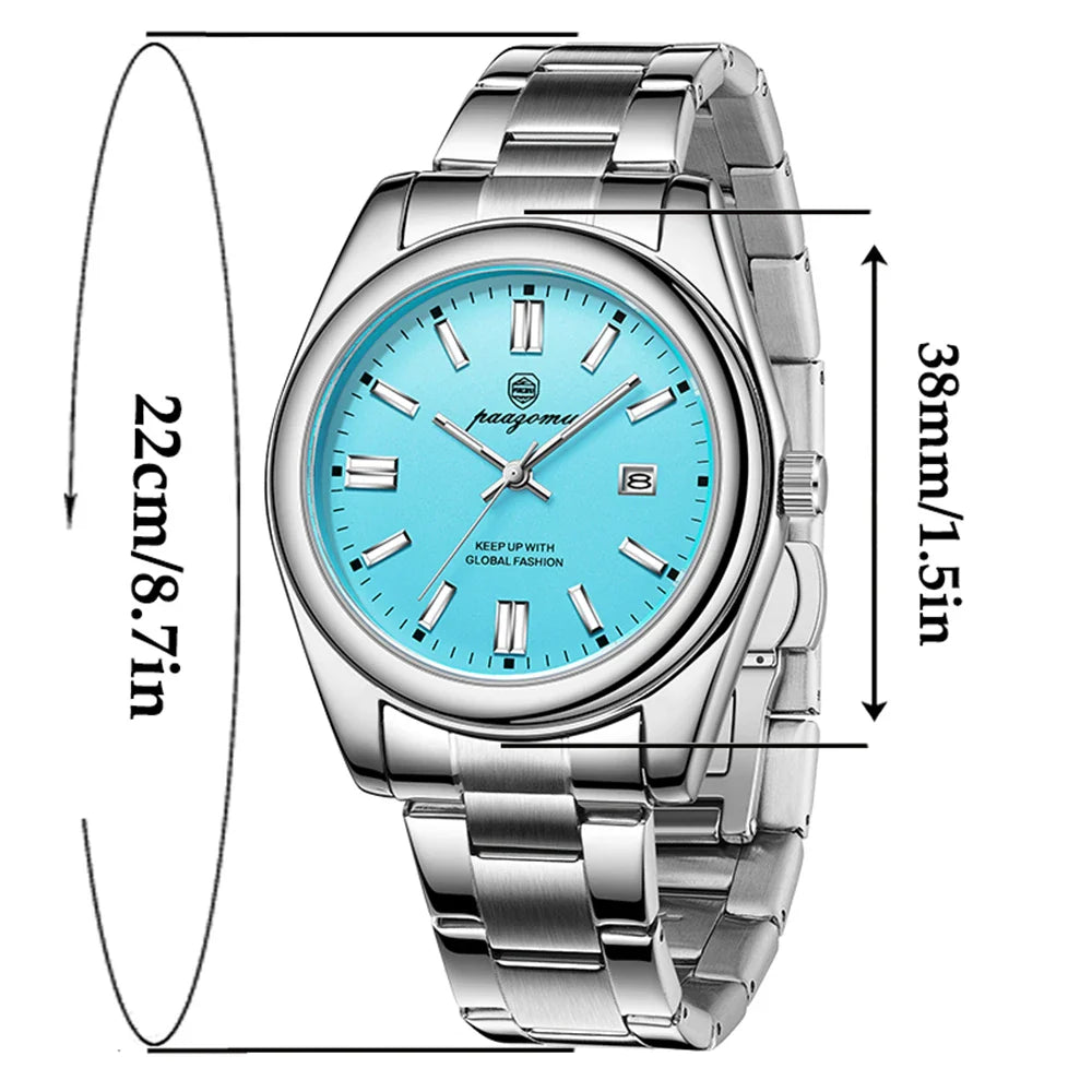 PAAZOMU Classic Casual Quartz Watch Men Waterproof Luminous Dial Business Dress Wristwatch Comfortable Band Analog Display Gift