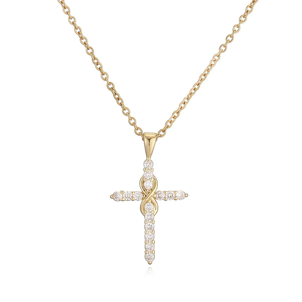 NEWBUY Gold Color Jesus Cross Pendant Stainless Steel Chain Necklace For Women Men Classic Design Christain Jewelry Gift