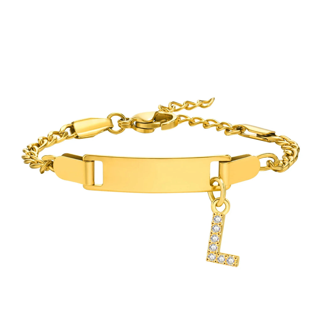 Personalized Name Bracelet With Initials for Boy Girl, Free Engraving Date ID Wristband Birthday Gift