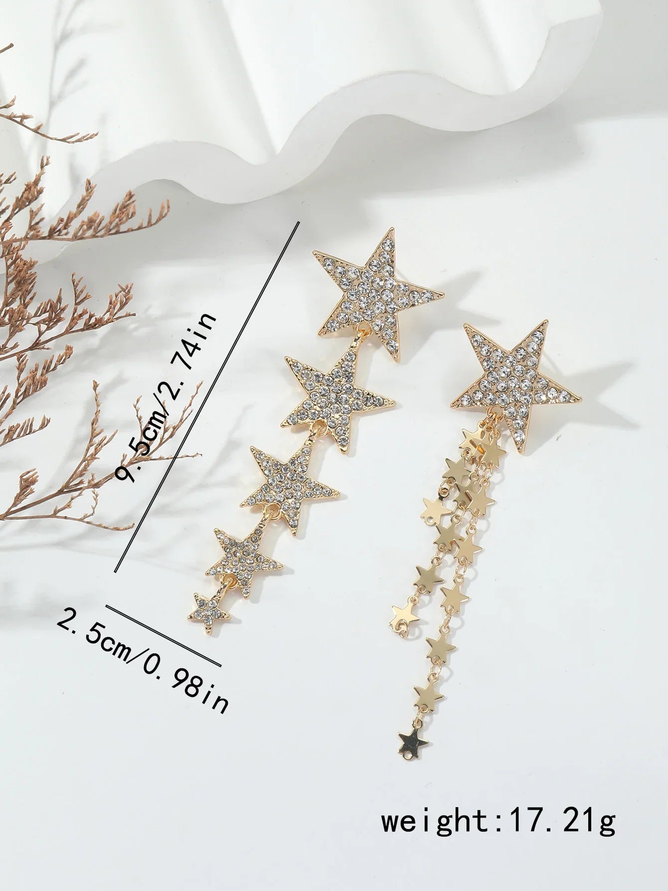 Vintage Long Star Dangle Earrings for Women Trendy Metal Golden Silver Color Punk Statement Dangle Earrings Party Jewelry