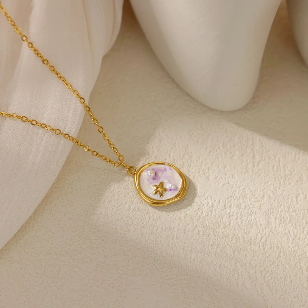 Starfish Shell Conch Pendant Necklaces For Women Gold Color Stainless Steel Chain Choker Trendy Summer Beach Party Jewelry Gift