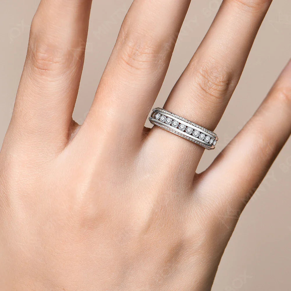 MINTYBOX  S925 Sterling Silver Moissanite Ring D VVS1 Lab Grown Diamond 1.68ctw Engagement Rings For Women Wedding Band Gift