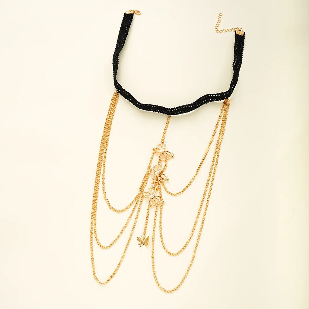 Bohemia Multi Layer Butterfly Tassel Leg Chain for Women Fashion Sexy Metal Bodychain Beach Thigh Leg Chain Jewelry Accessories