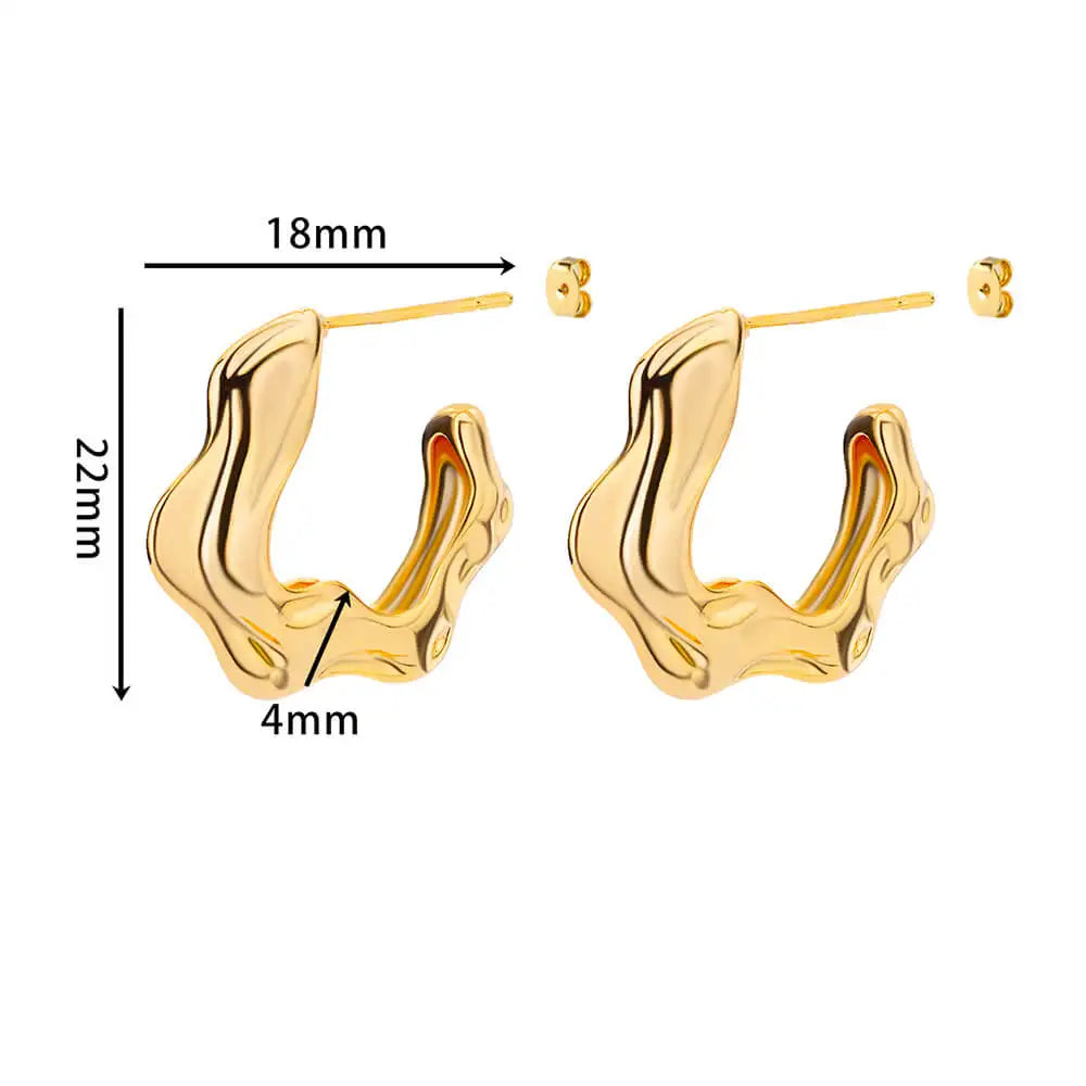 Irregular C Shaped Earrings For Women Stainless Steel Geometric Earring 2024 Trending Wedding Party Aesthetic Jewelry aretes