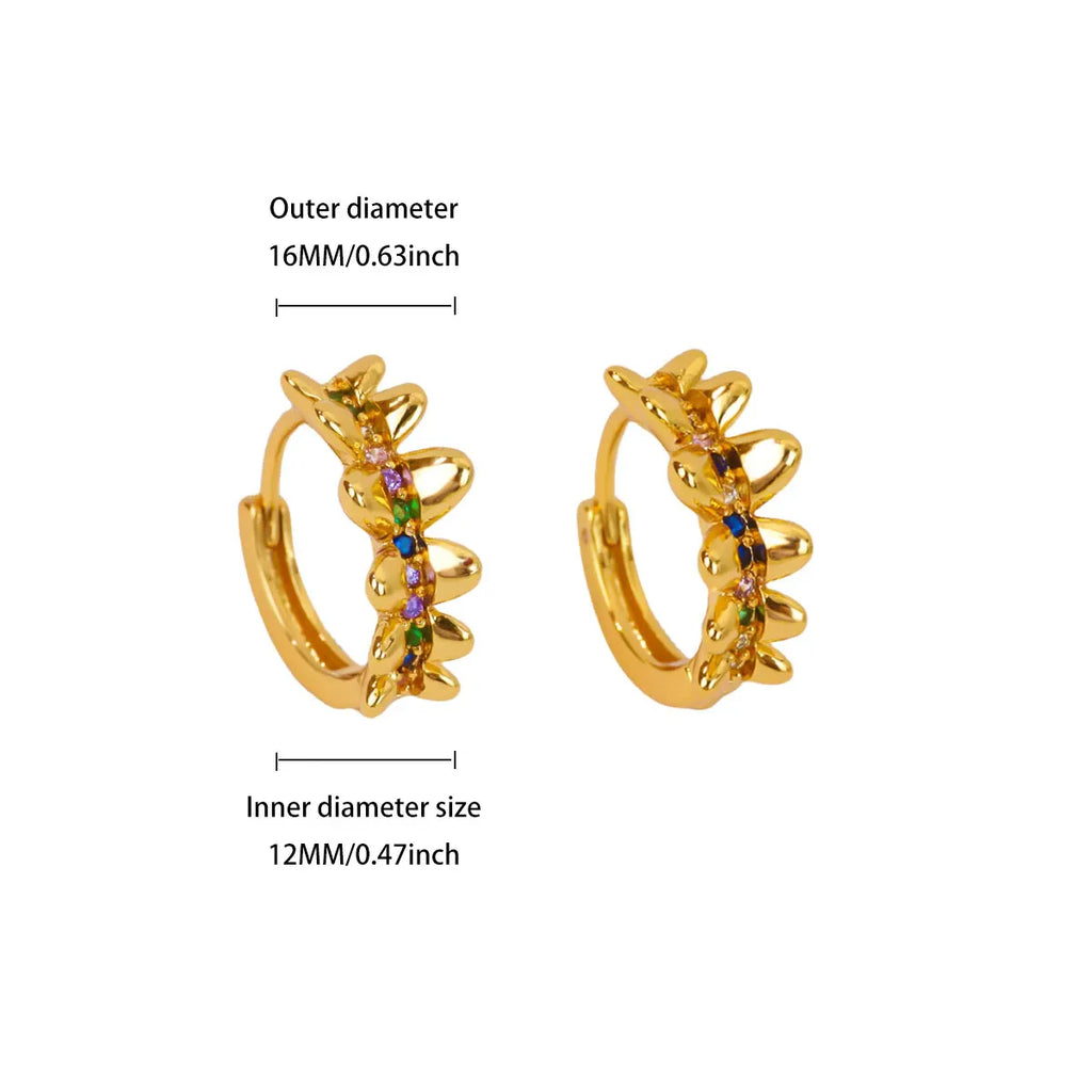 Zircon Geometric Hoop Earrings for Women Stainless Steel Gold Color Piercing Earring 2025 New Fashion Wedding Couple Jewelry