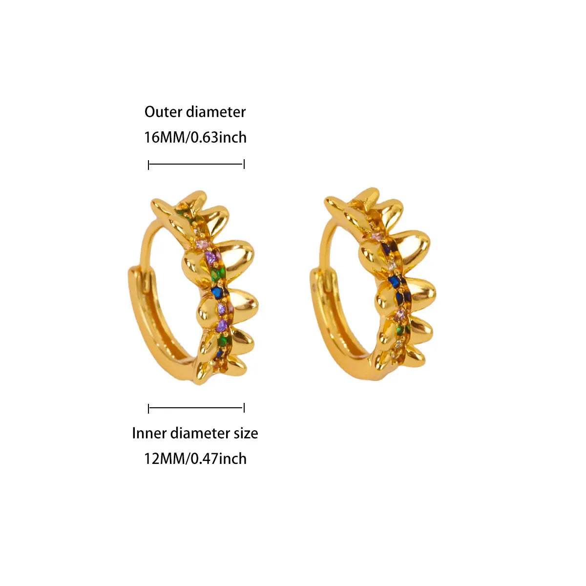 Zircon Geometric Hoop Earrings for Women Stainless Steel Gold Color Piercing Earring 2025 New Fashion Wedding Couple Jewelry