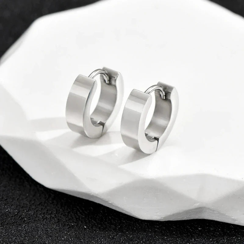 Fashion Trend Hip Hop Cool Stainless Steel Square Stud Earrings Simple Design Of Street Leisure Chic High-grade Jewelry