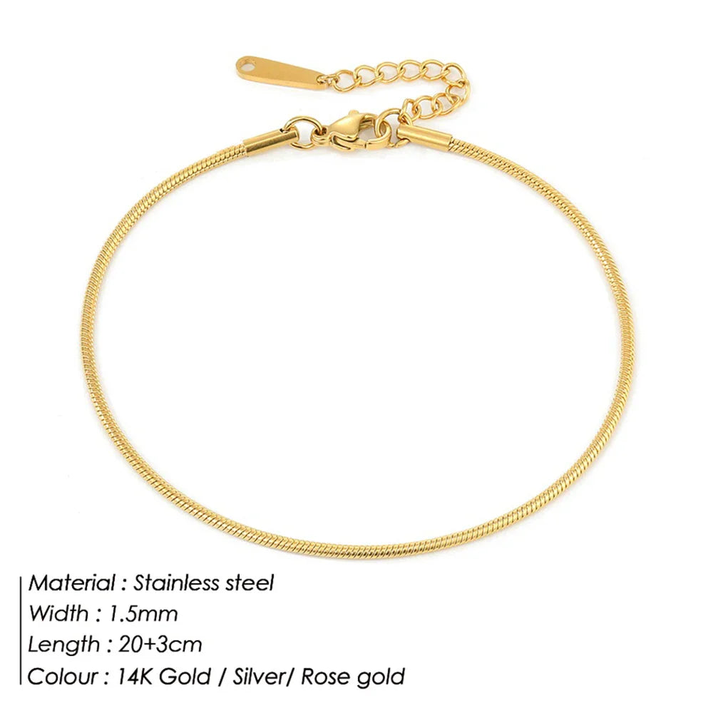 SUNIBI Stainless Steel Snake Chain Anklet for Women Not Allergic Adjustable Sexy Leg Foot Bracelet Gifts Accessorie Dropshipping