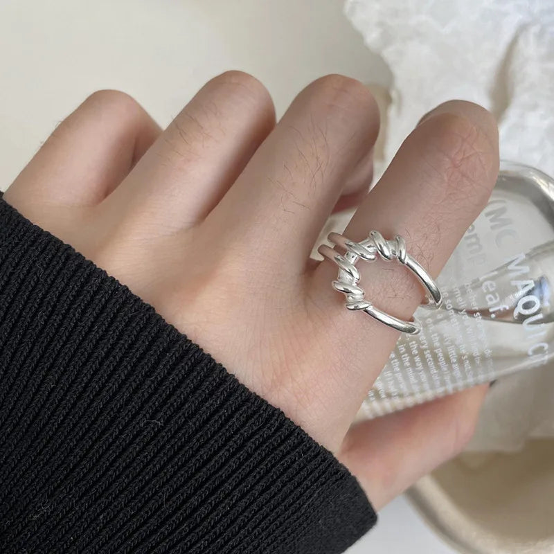 VENTFILLE 925 Sterling Silver Finger Rings New Fashion Creative Cross Hollow Chain Geometric Party Jewelry Gifts