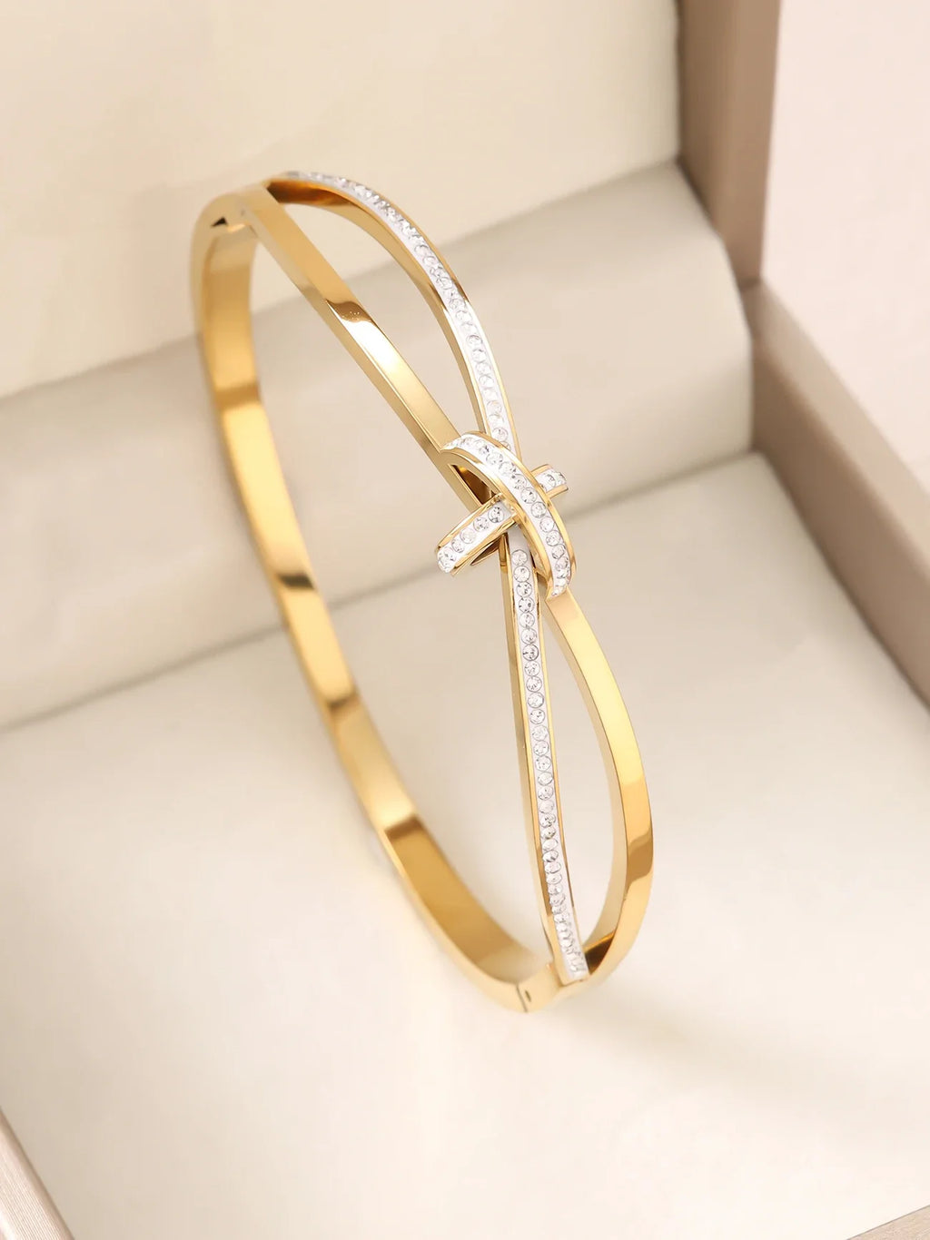 1pc 18K Gold Plated Stainless Steel Stackable Bracelet With Chain And Clover Design, Fashion Style For Women, Suitable For Casua