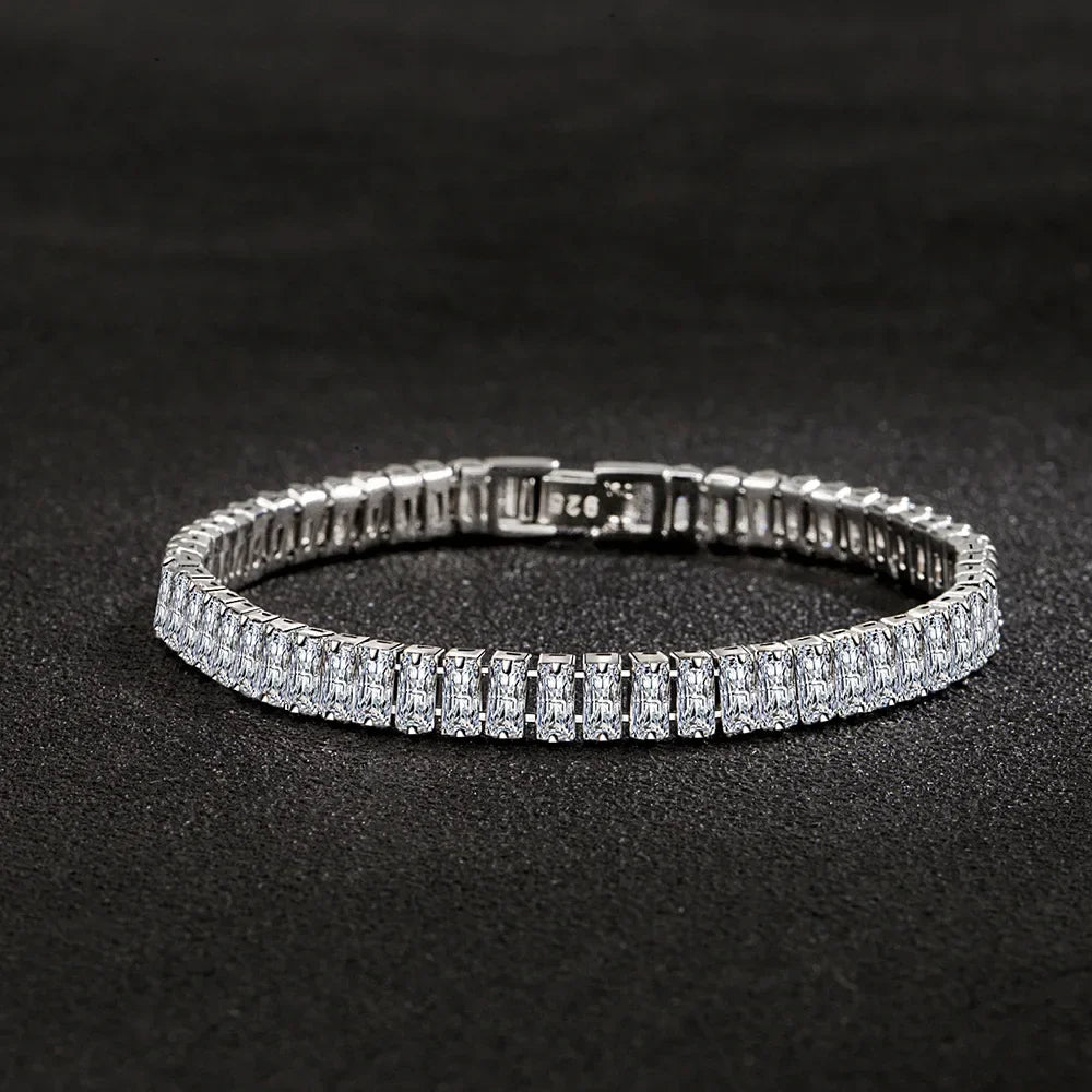 Hot sales 925 Sterling Silver Bracelet Noble Color Crystal Hand For Women Charm Wedding designer Jewelry Gift Party 18cm
