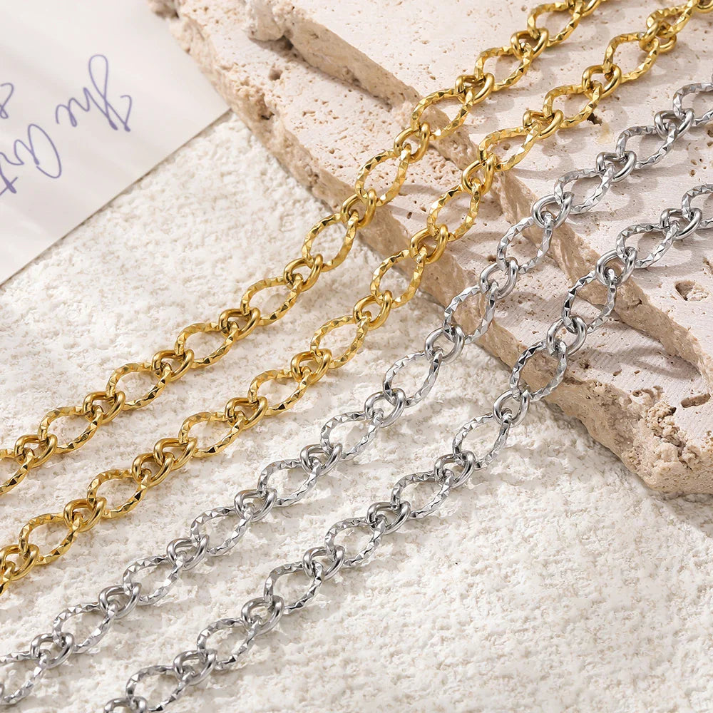 1Meter/Pack 304 Stainless Steel Knot Gold Steel Color Handmade Chains for DIY Necklace Bracelets Jewelry Making Accessories