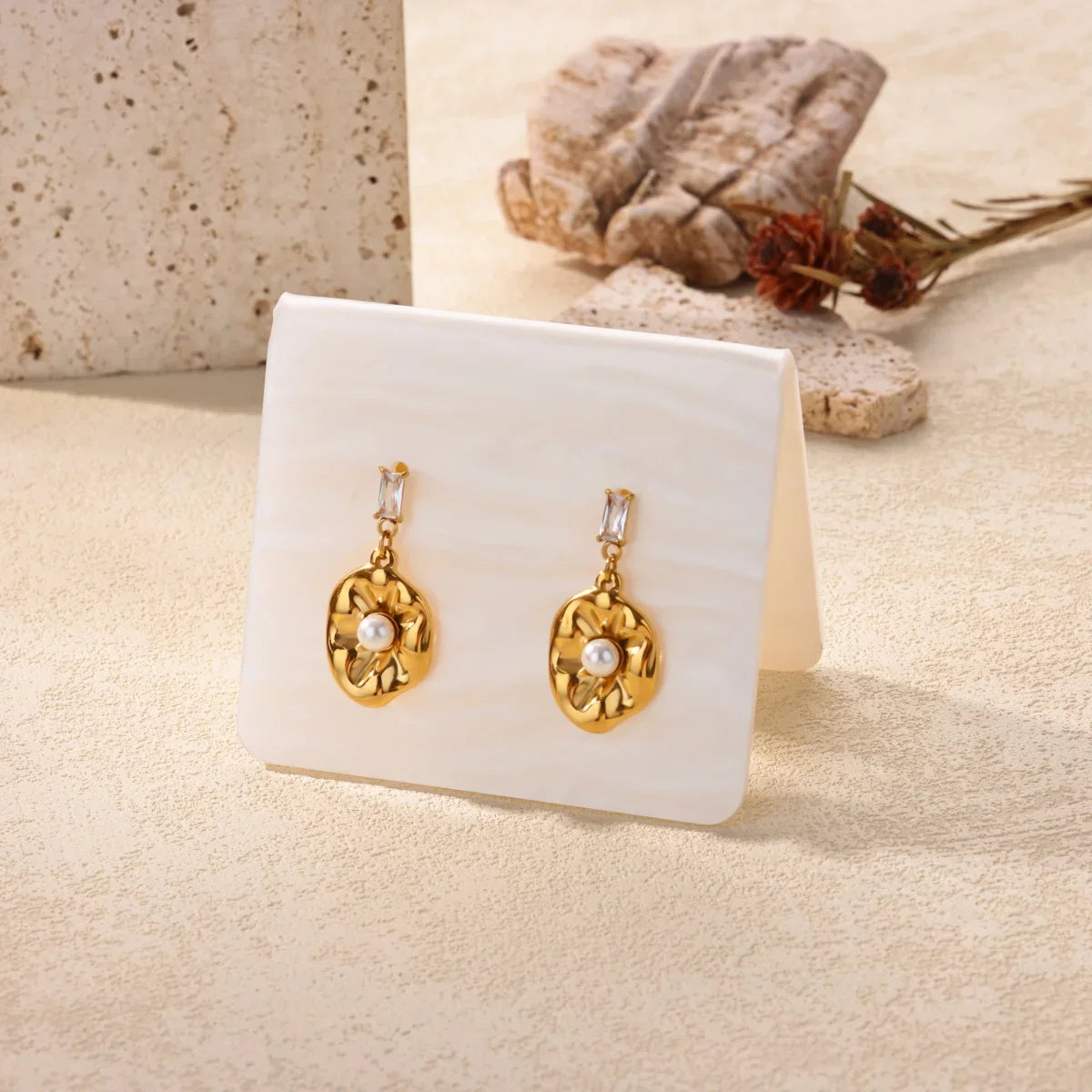 Vintage Gold Color Heart Hoop Earrings For Women Stainless Steel Geometric Piercing Earring Luxury Zircon Jewelry Wedding Gift