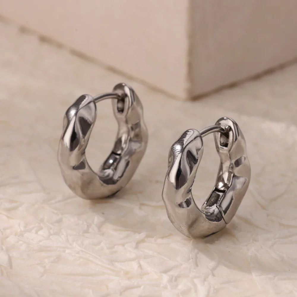 Stainless Steel Pendientes Earrings for Women Gold Color New In Geometric Small Hoop Earrings 2024 Trend Wedding Jewelry Gift