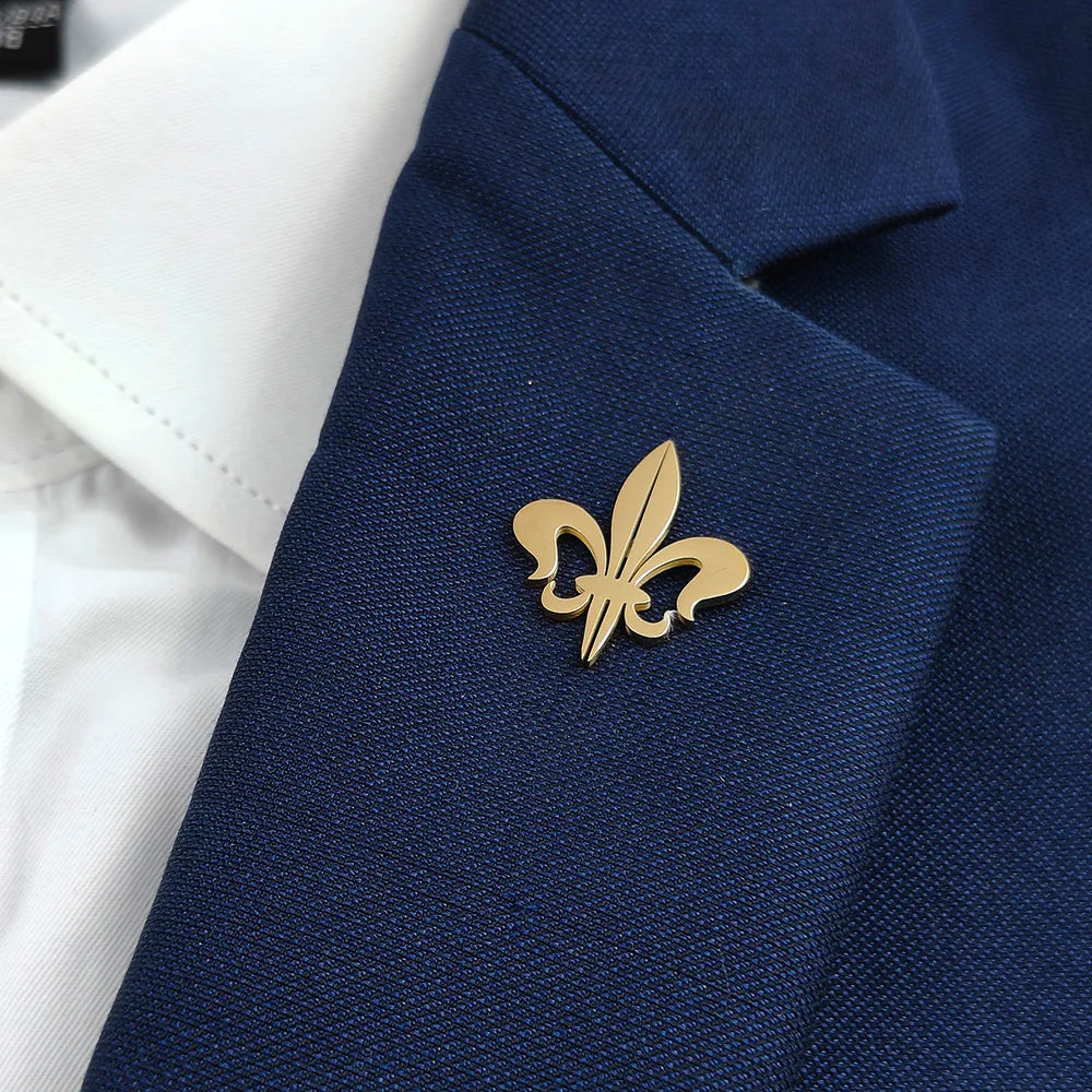 Retro Baroque men's lapel pin, 316L stainless steel gold-plated badge, black brooch for suit accessories, gift for father