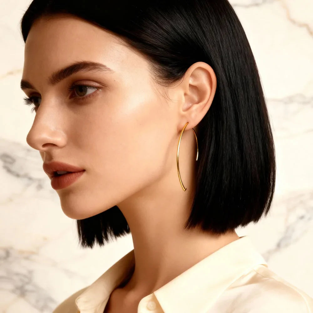 Stylish Geometric Hoop Earrings for Womens Girls Stainless Steel Minimalist Elegant Earings