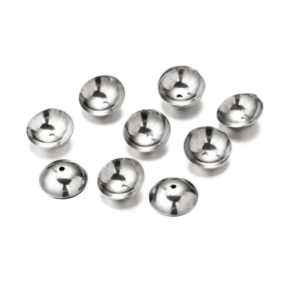 50pcs 3 4 5 6 8mm Stainless Steel Round Bead Caps Spacer Beads End Cap Connectors For DIY Necklace Jewelry Making Accessories